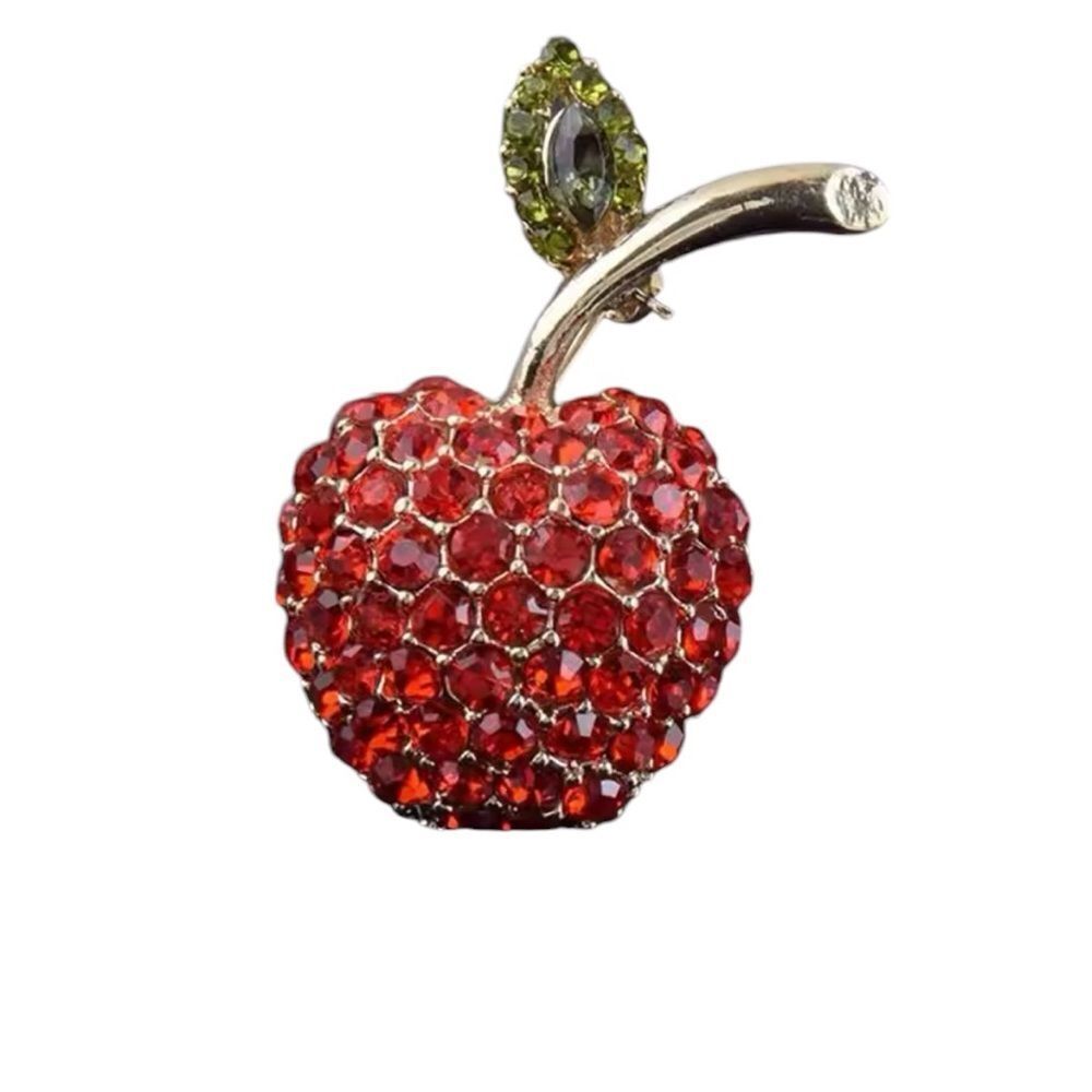 RED RHINESTONE APPLE BROOCH